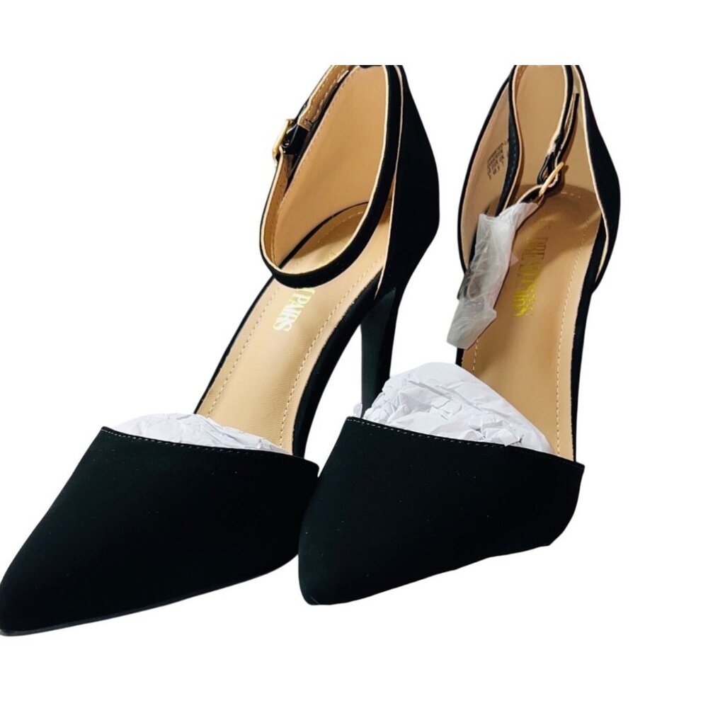 Dream Pairs Womens Pointed-Toe Black High Heels Size 9 With Ankle Strap